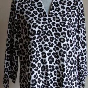 Michael Kors Animal Print Tie Sleeve Shirt